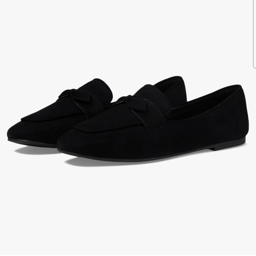 Cole Haan Women's York Bow Loafers Black Suede 9.5